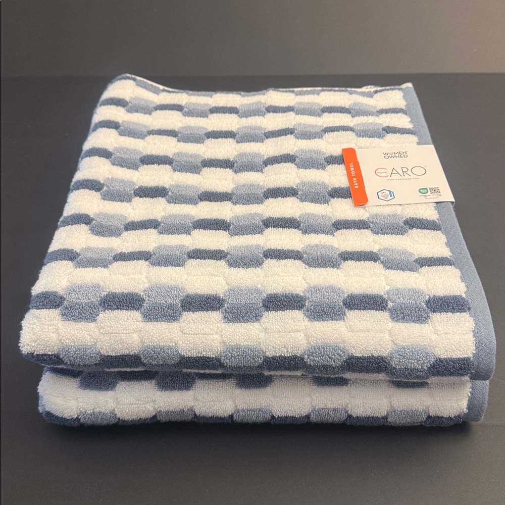 2pc CARO HOME 100% Cotton Mosaic Bath Towel Set - Denim